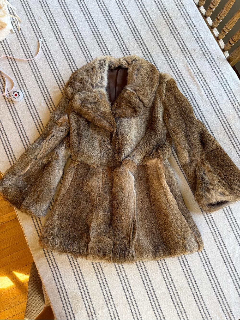 Real rabbit Fur Vintage 60’s Peplum Jacket Women's S/M